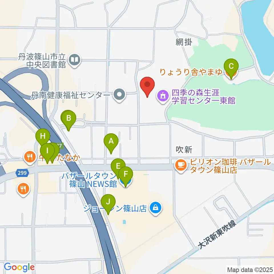 四季の森生涯学習センター周辺のファミレス・ファーストフード一覧地図