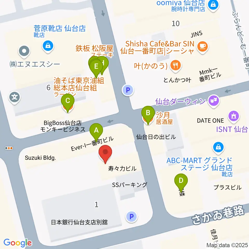 スタジオAmmy周辺のファミレス・ファーストフード一覧地図
