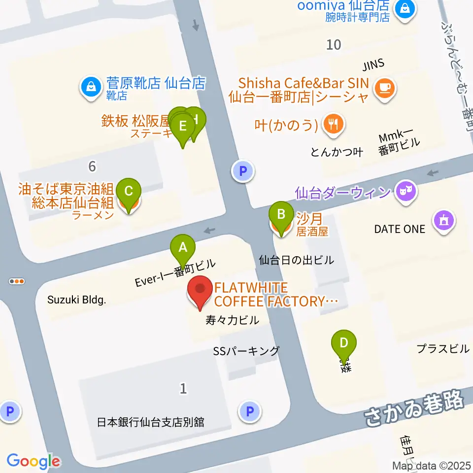 スタジオAmmy周辺のファミレス・ファーストフード一覧地図