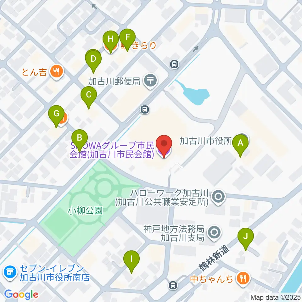 SHOWAグループ市民会館周辺のファミレス・ファーストフード一覧地図