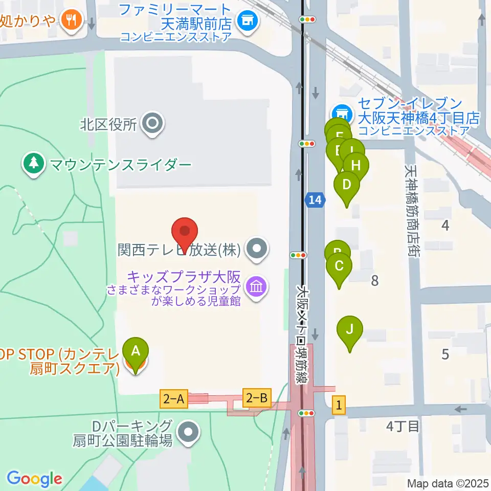 カンテレ扇町スクエア周辺のファミレス・ファーストフード一覧地図