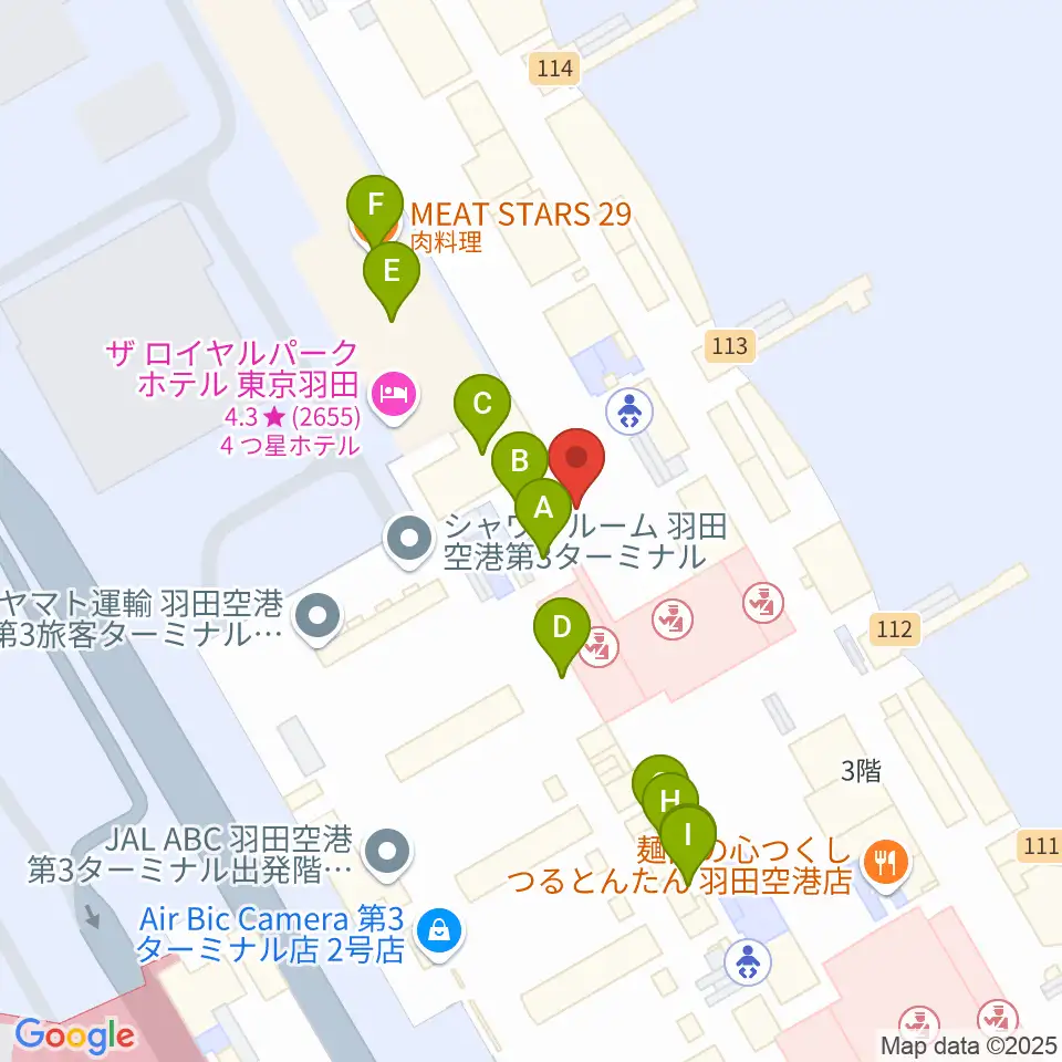 羽田空港ティアットスカイホール周辺のファミレス・ファーストフード一覧地図