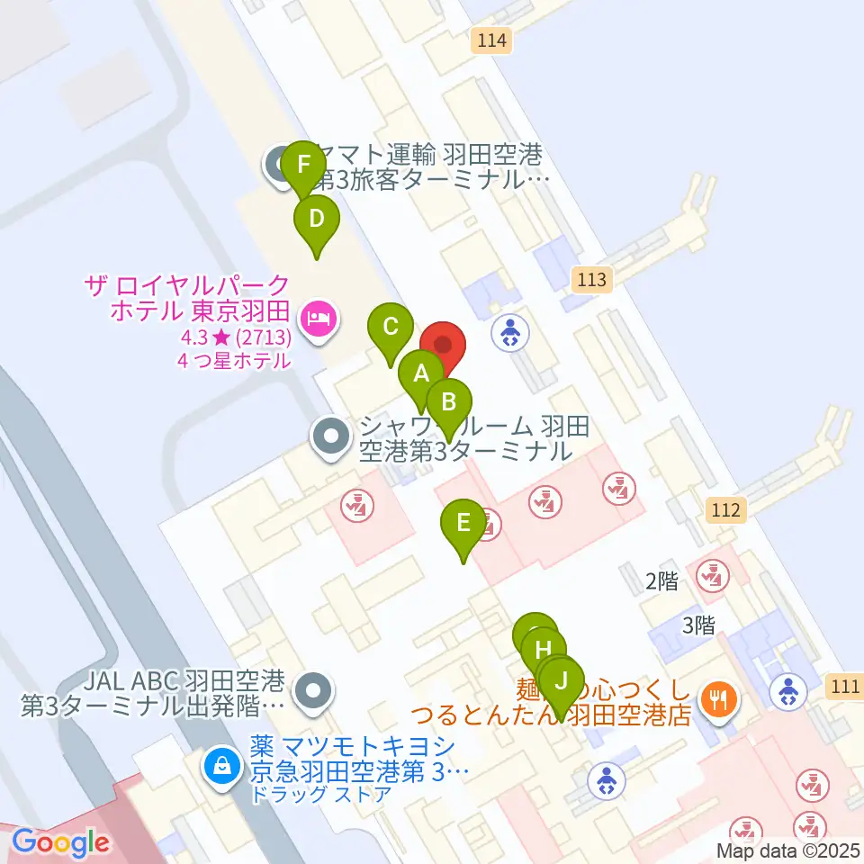 羽田空港ティアットスカイホール周辺のファミレス・ファーストフード一覧地図