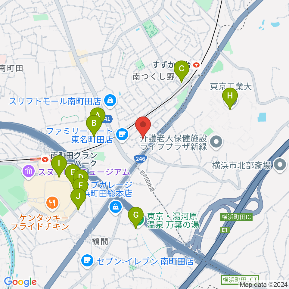 丸山ギター教室周辺のファミレス・ファーストフード一覧地図