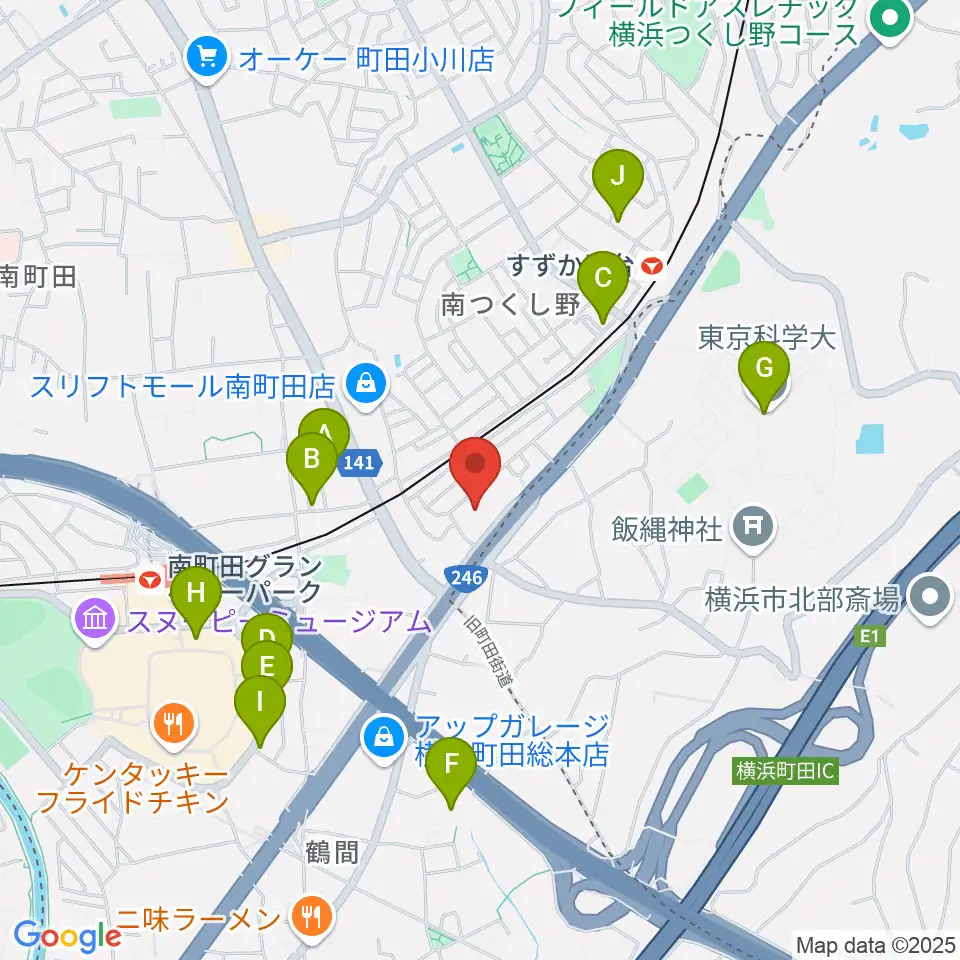 丸山ギター教室周辺のファミレス・ファーストフード一覧地図