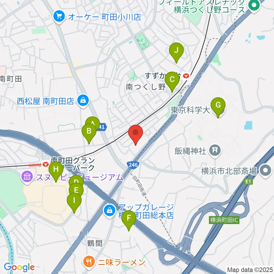 丸山ギター教室周辺のファミレス・ファーストフード一覧地図