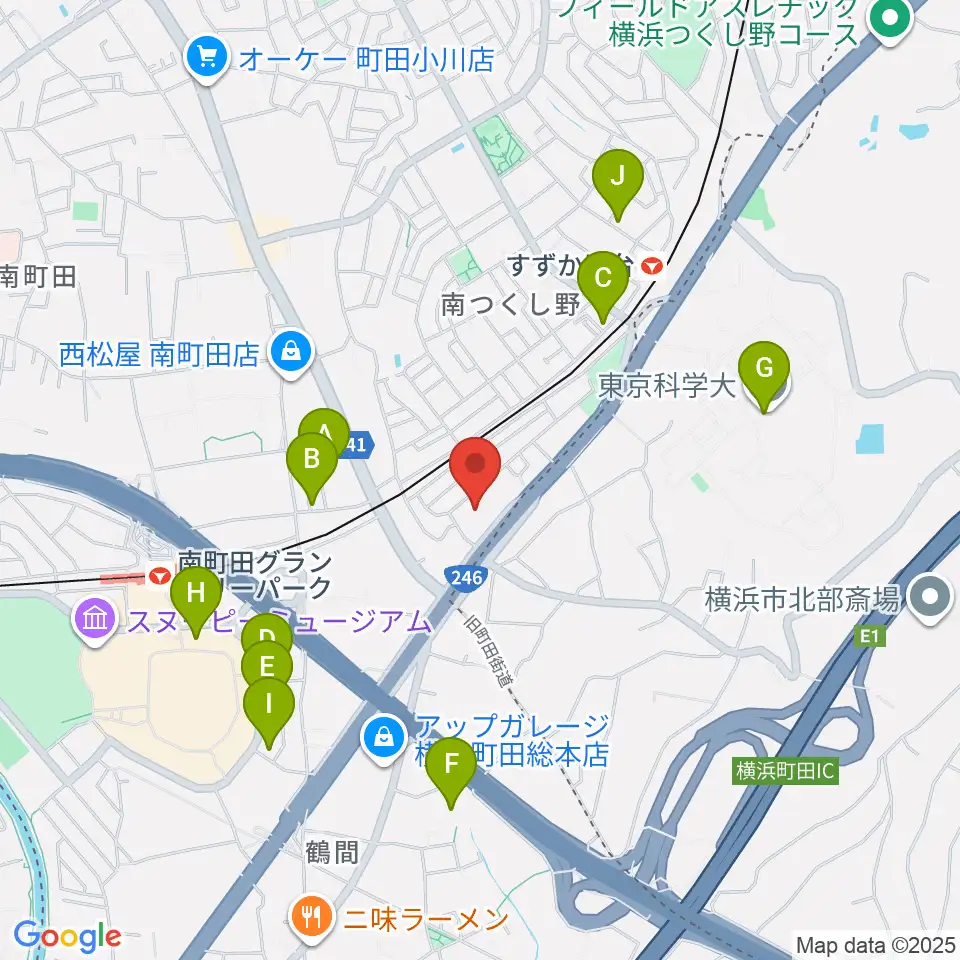 丸山ギター教室周辺のファミレス・ファーストフード一覧地図