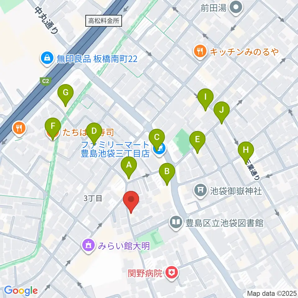 池袋ビッグバンボックス周辺のファミレス・ファーストフード一覧地図