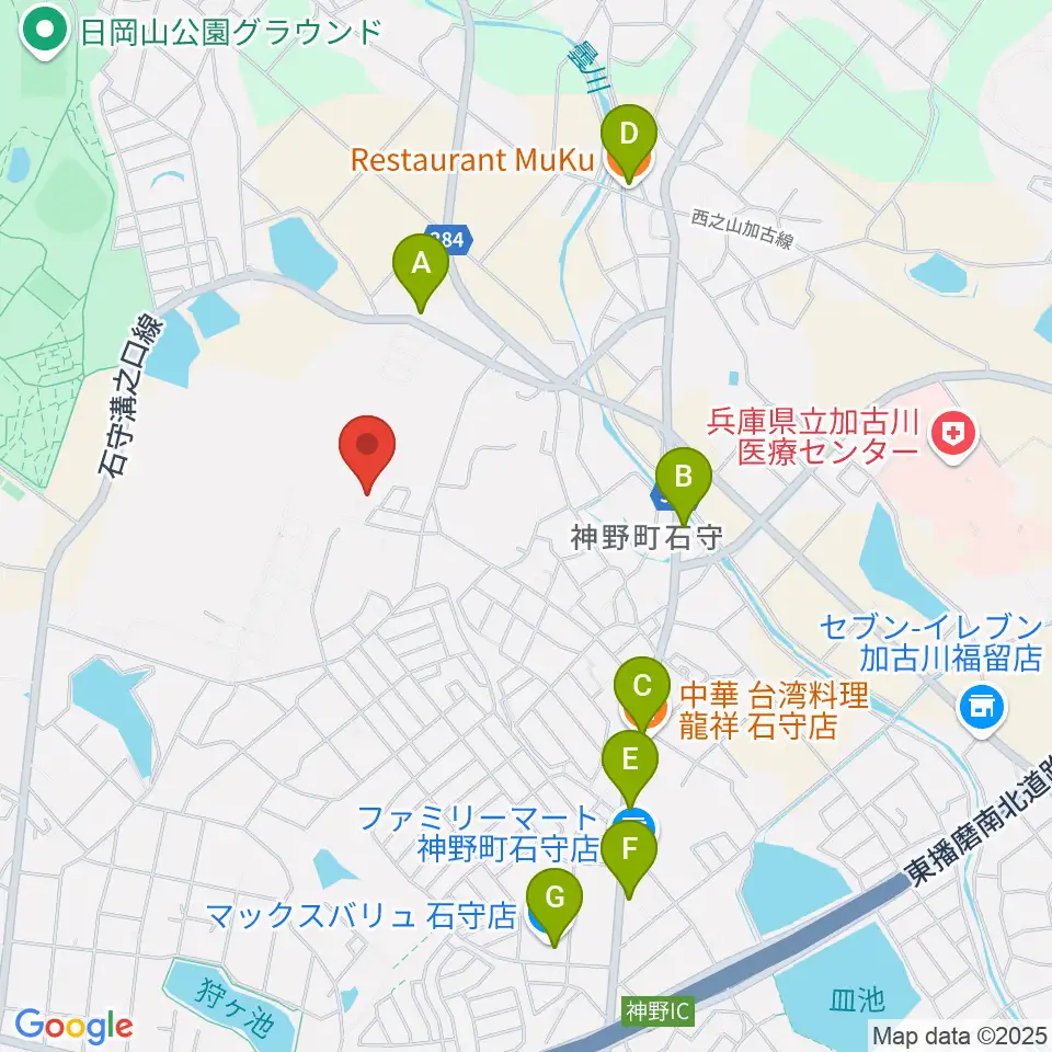 ギター工房サウンドリバー周辺のファミレス・ファーストフード一覧地図