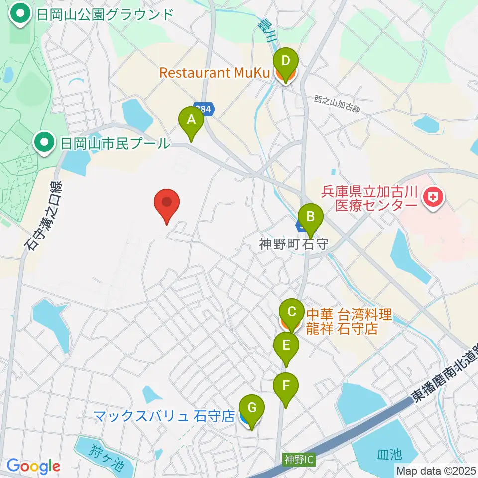 ギター工房サウンドリバー周辺のファミレス・ファーストフード一覧地図