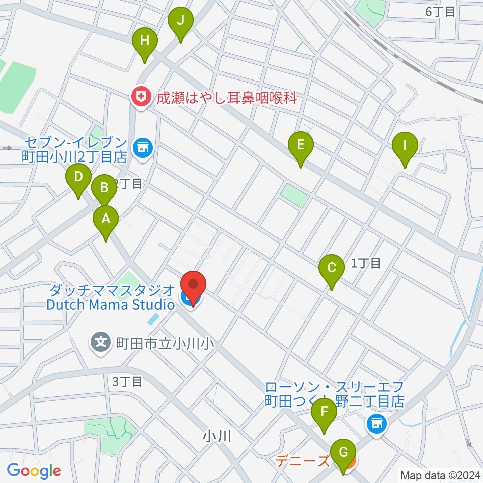 ダッチママスタジオ周辺のファミレス・ファーストフード一覧地図