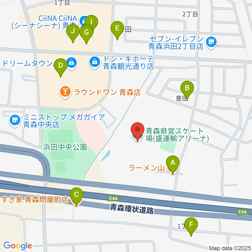 盛運輸アリーナ周辺のファミレス・ファーストフード一覧地図