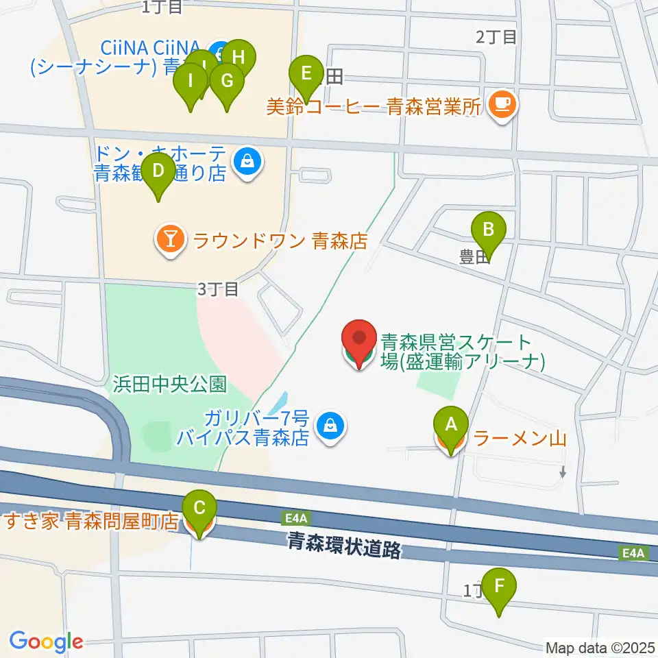 盛運輸アリーナ周辺のファミレス・ファーストフード一覧地図