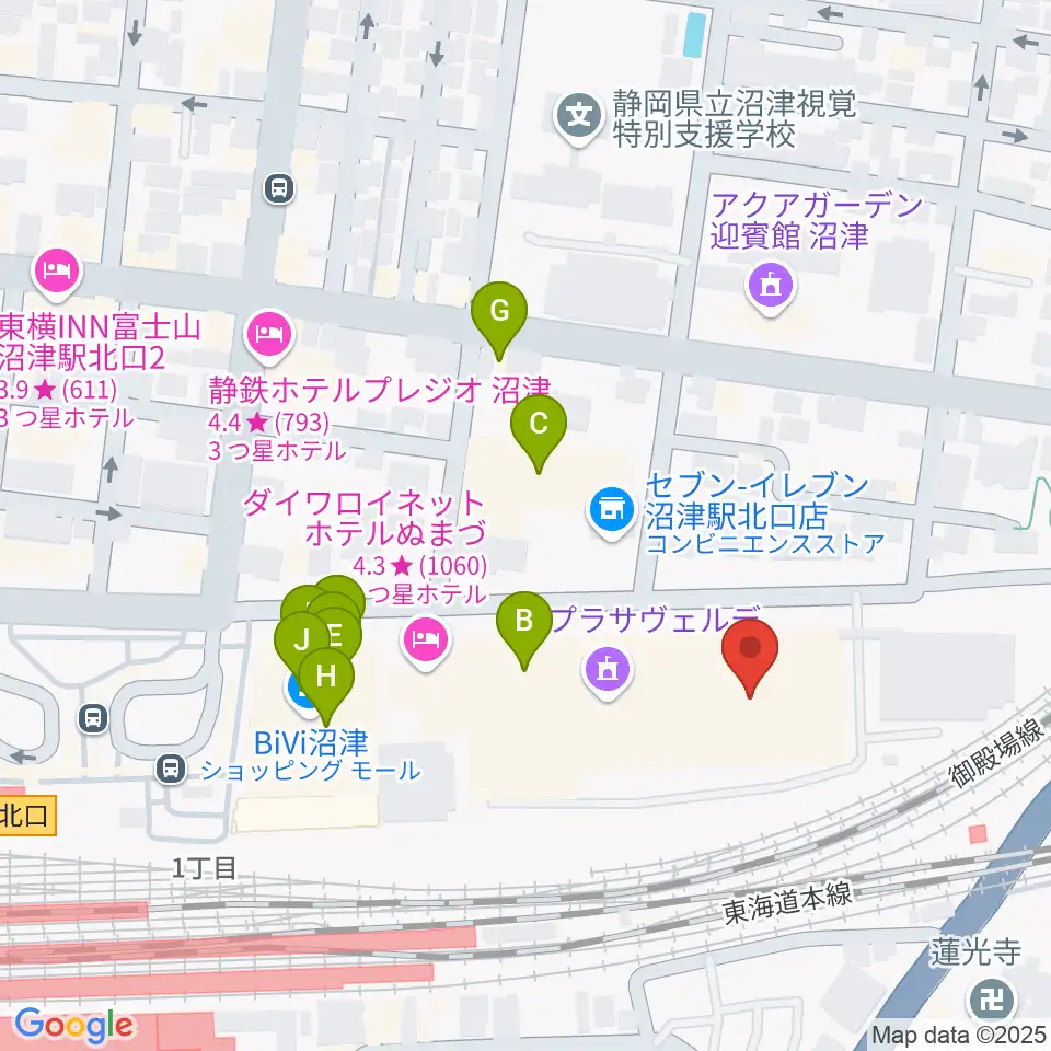 プラサヴェルデ・キラメッセぬまづ周辺のファミレス・ファーストフード一覧地図