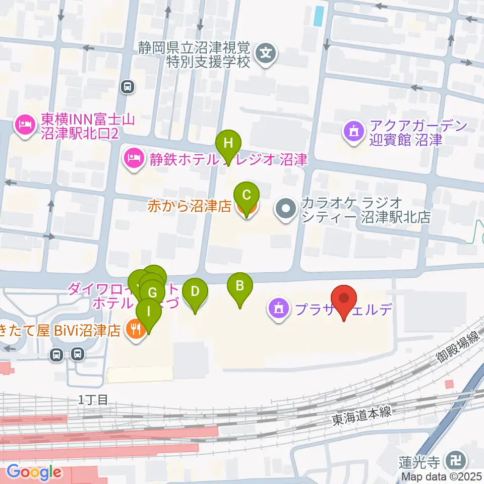 キラメッセぬまづ周辺のファミレス・ファーストフード一覧地図