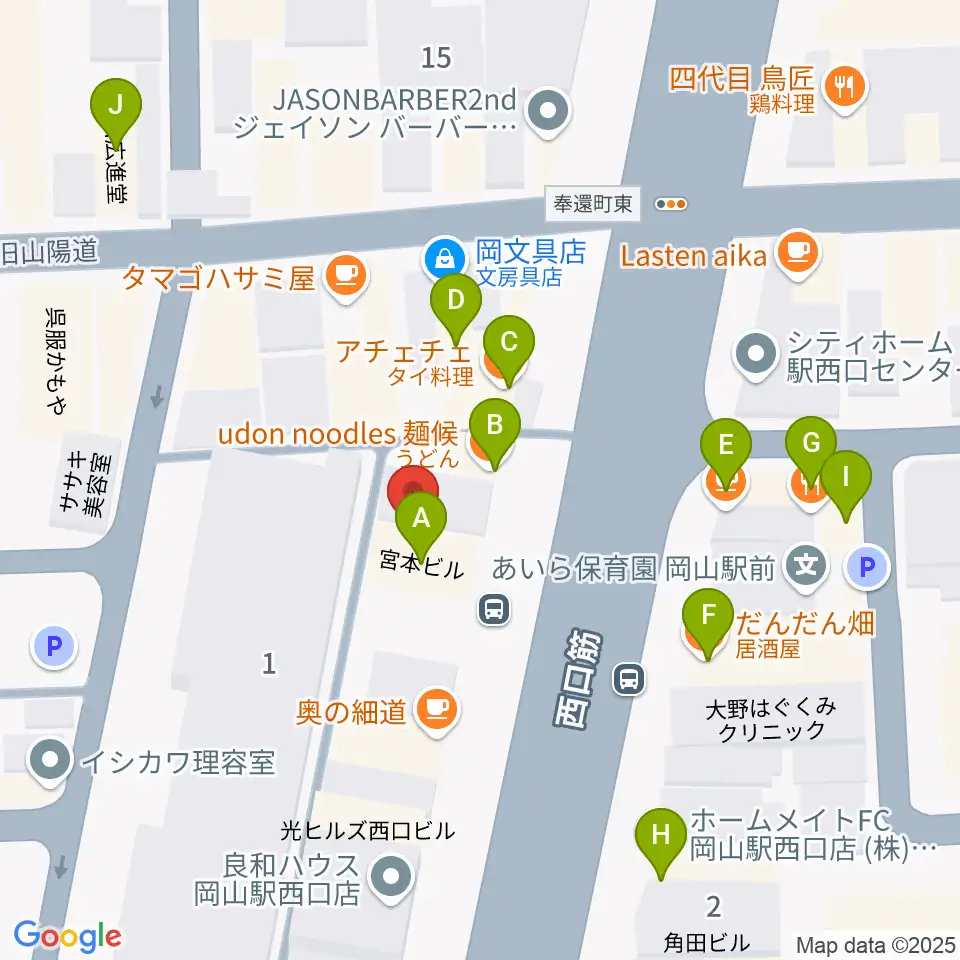 マレット音楽塾周辺のファミレス・ファーストフード一覧地図