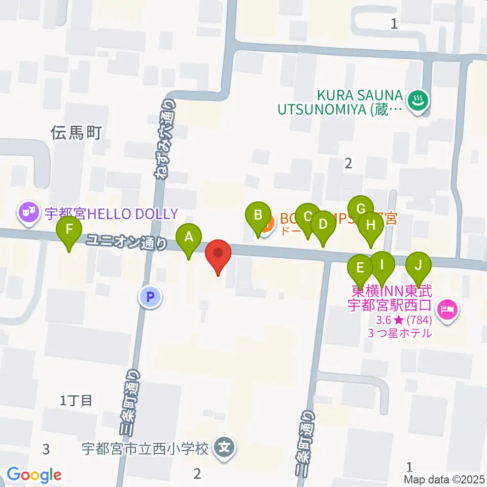 LOVE SOUNDS STUDIO周辺のファミレス・ファーストフード一覧地図