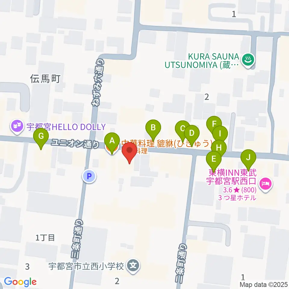 LOVE SOUNDS STUDIO周辺のファミレス・ファーストフード一覧地図