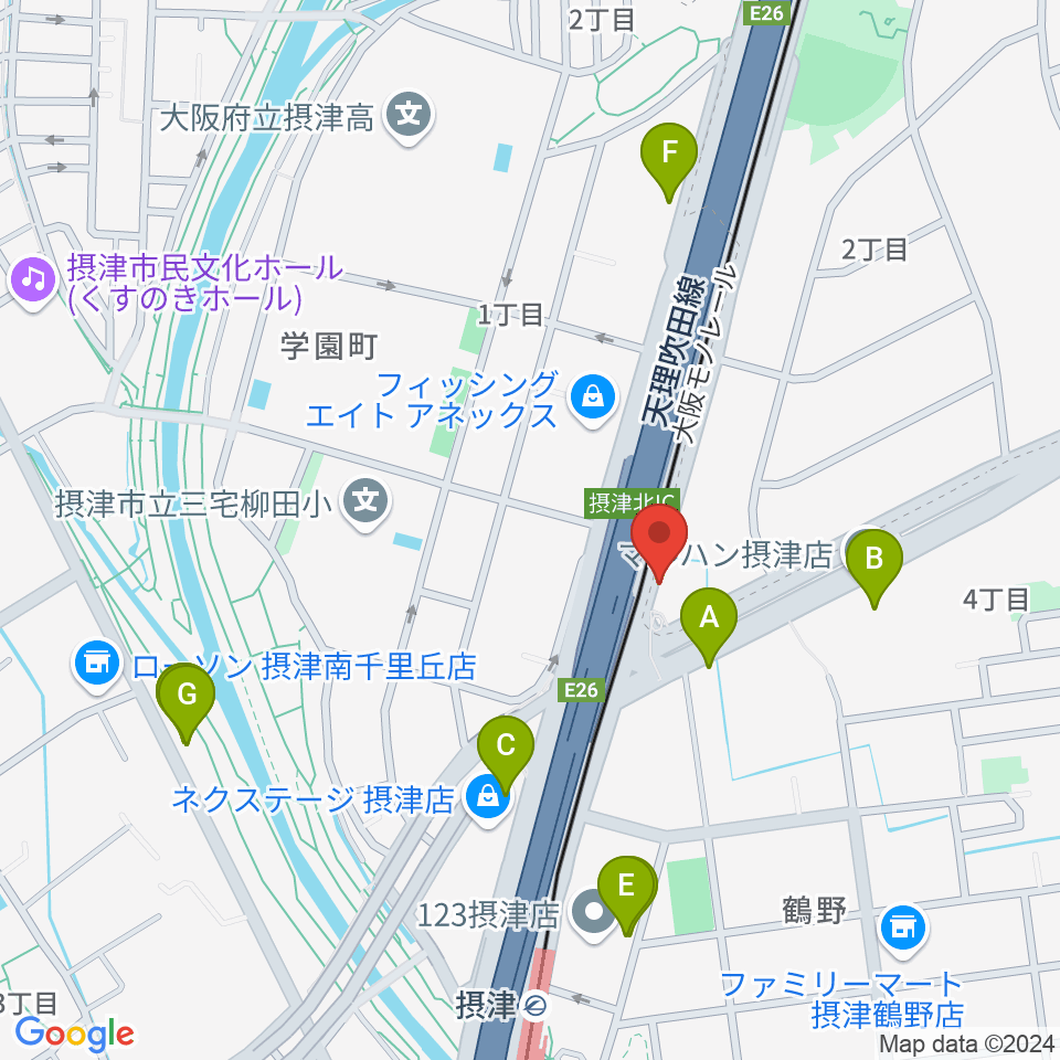 茨木ジャックライオン周辺のファミレス・ファーストフード一覧地図