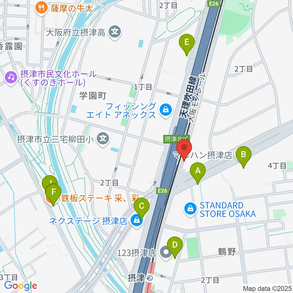 茨木ジャックライオン周辺のファミレス・ファーストフード一覧地図