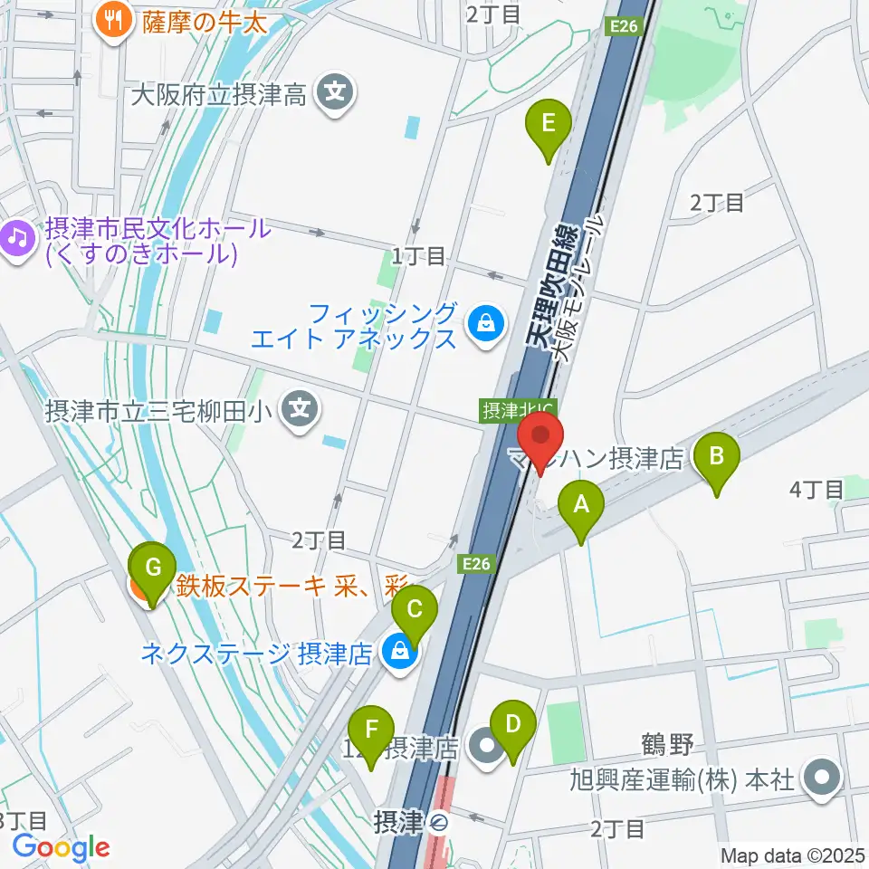 茨木ジャックライオン周辺のファミレス・ファーストフード一覧地図