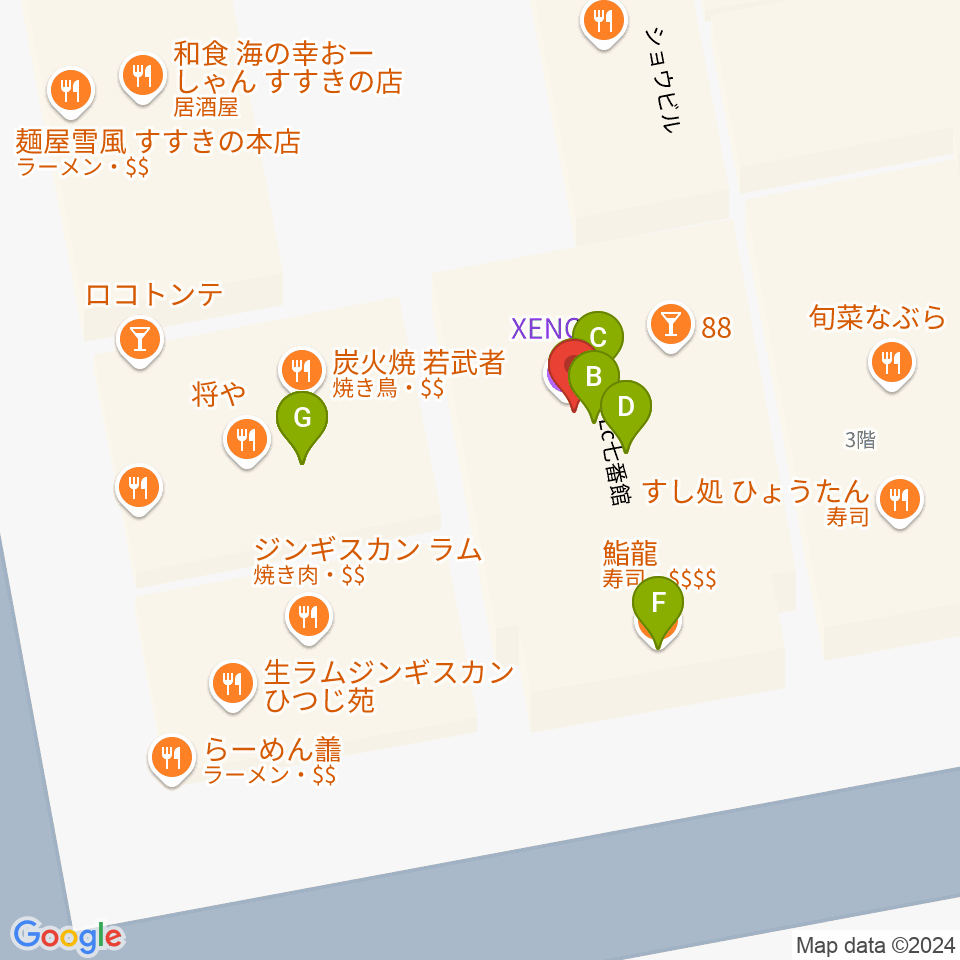 札幌ユニオンフィールド周辺のファミレス・ファーストフード一覧地図