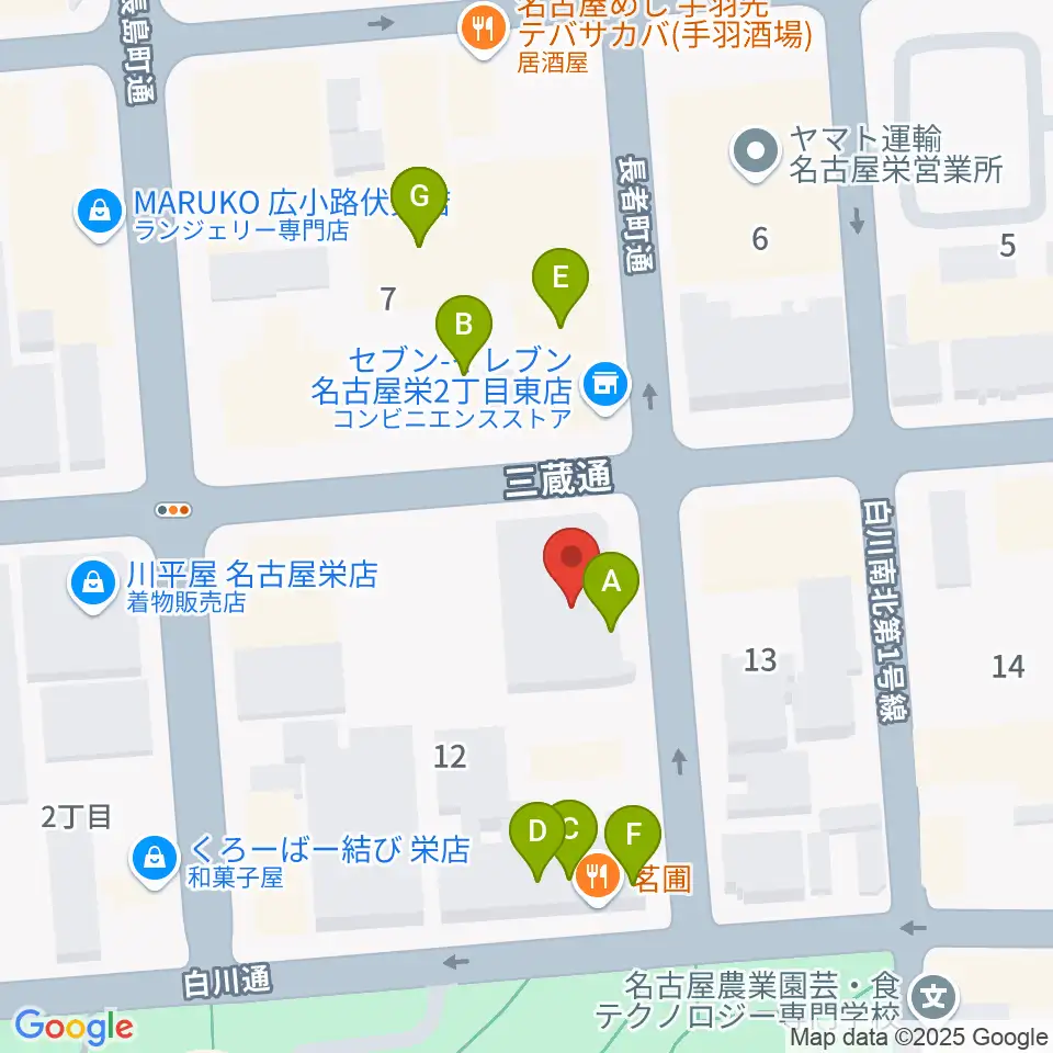 アーク栄サロンホール周辺のファミレス・ファーストフード一覧地図