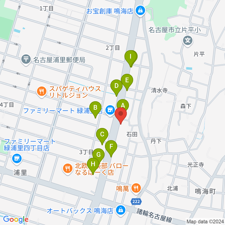 ギャラリーみふね 風の音周辺のファミレス・ファーストフード一覧地図