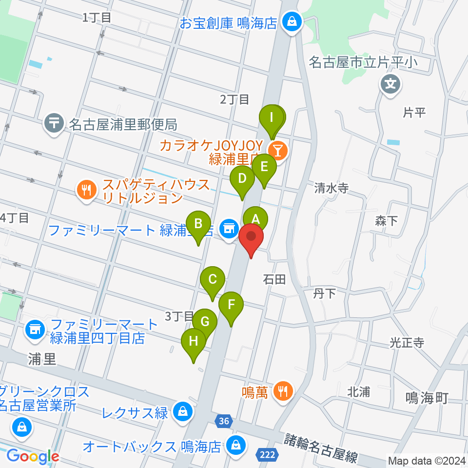 ギャラリーみふね 風の音周辺のファミレス・ファーストフード一覧地図