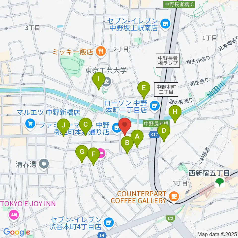 ロックフォード MELODIA Tokyo周辺のファミレス・ファーストフード一覧地図