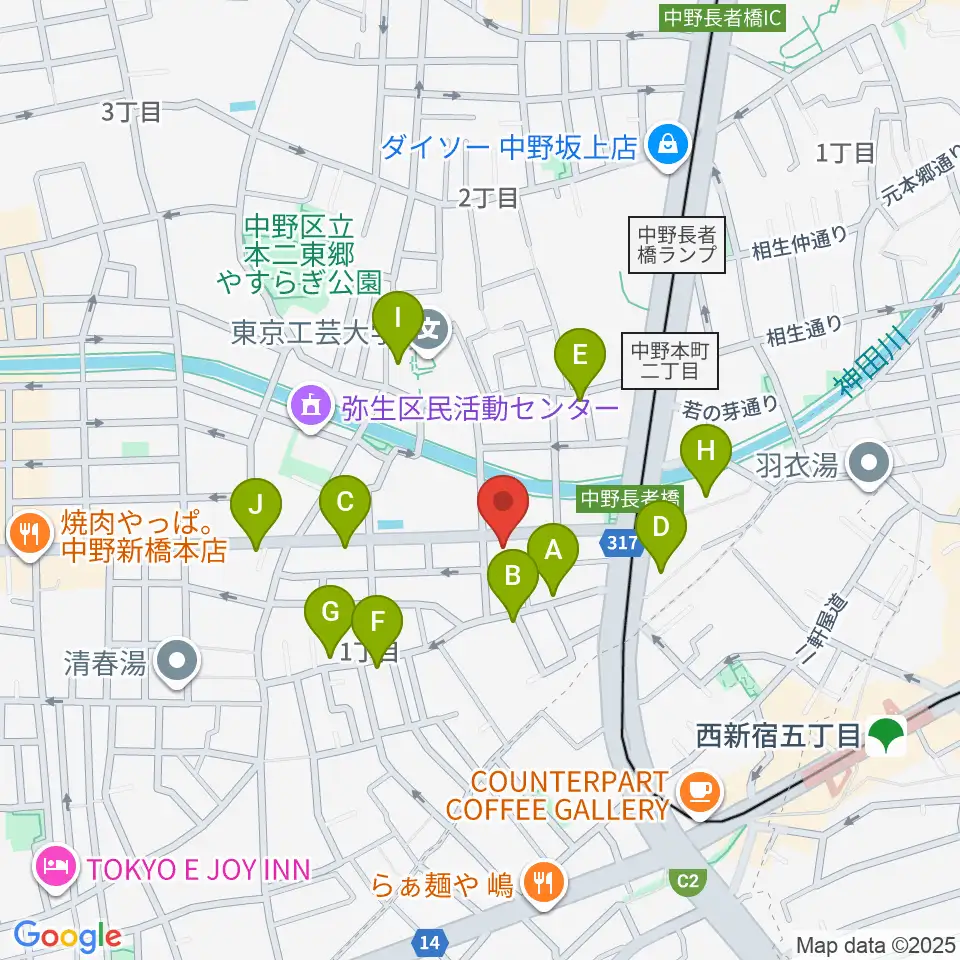 ロックフォード MELODIA Tokyo周辺のファミレス・ファーストフード一覧地図