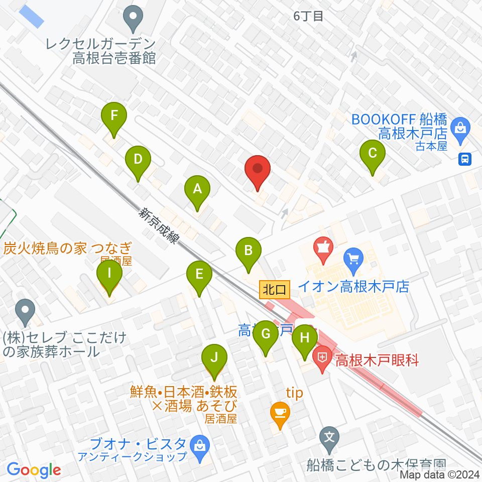 スタジオハイブリッジ周辺のファミレス・ファーストフード一覧地図