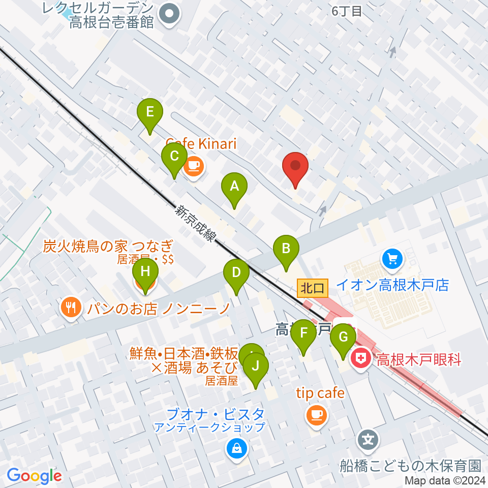 スタジオハイブリッジ周辺のファミレス・ファーストフード一覧地図