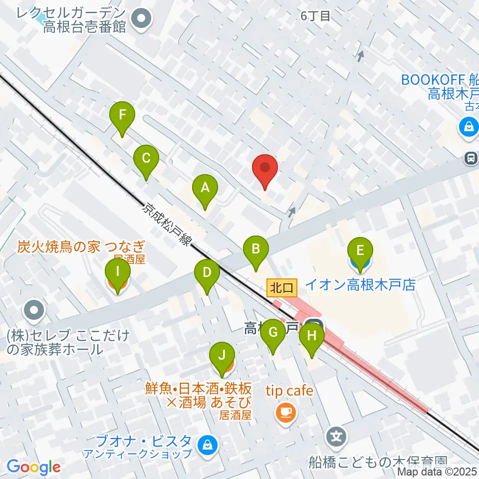 スタジオハイブリッジ周辺のファミレス・ファーストフード一覧地図