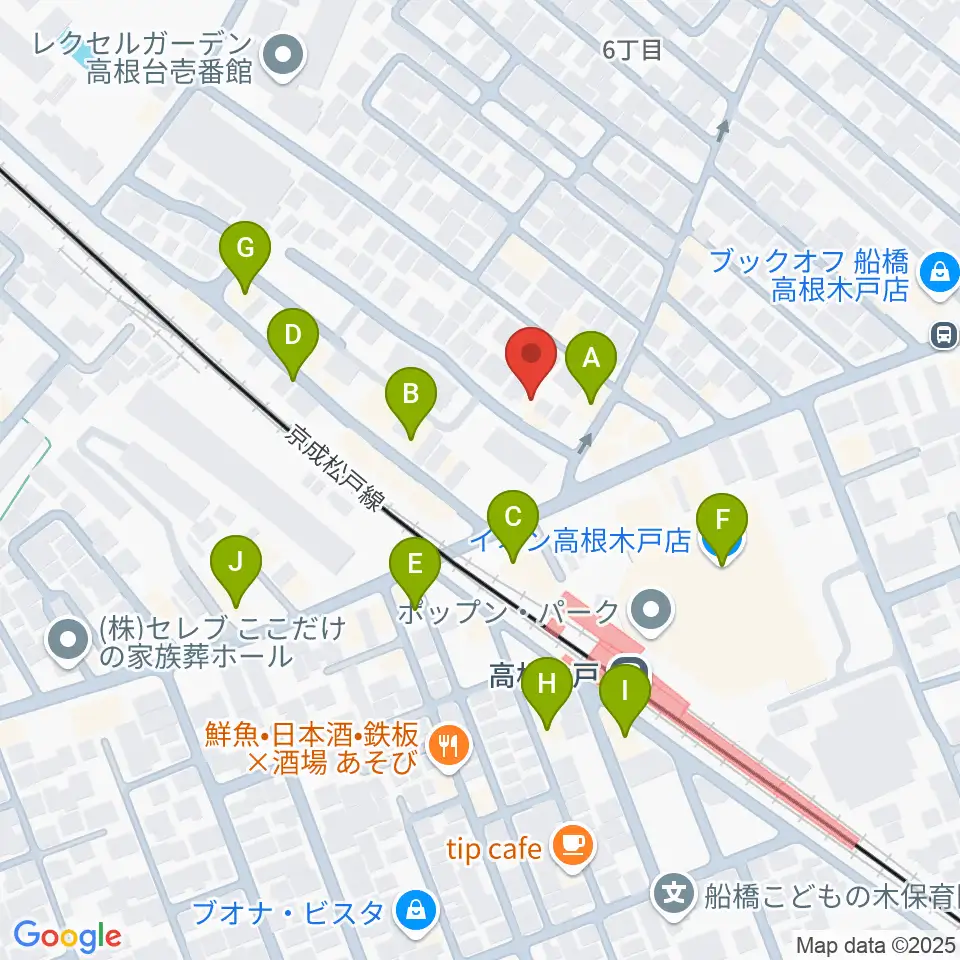スタジオハイブリッジ周辺のファミレス・ファーストフード一覧地図
