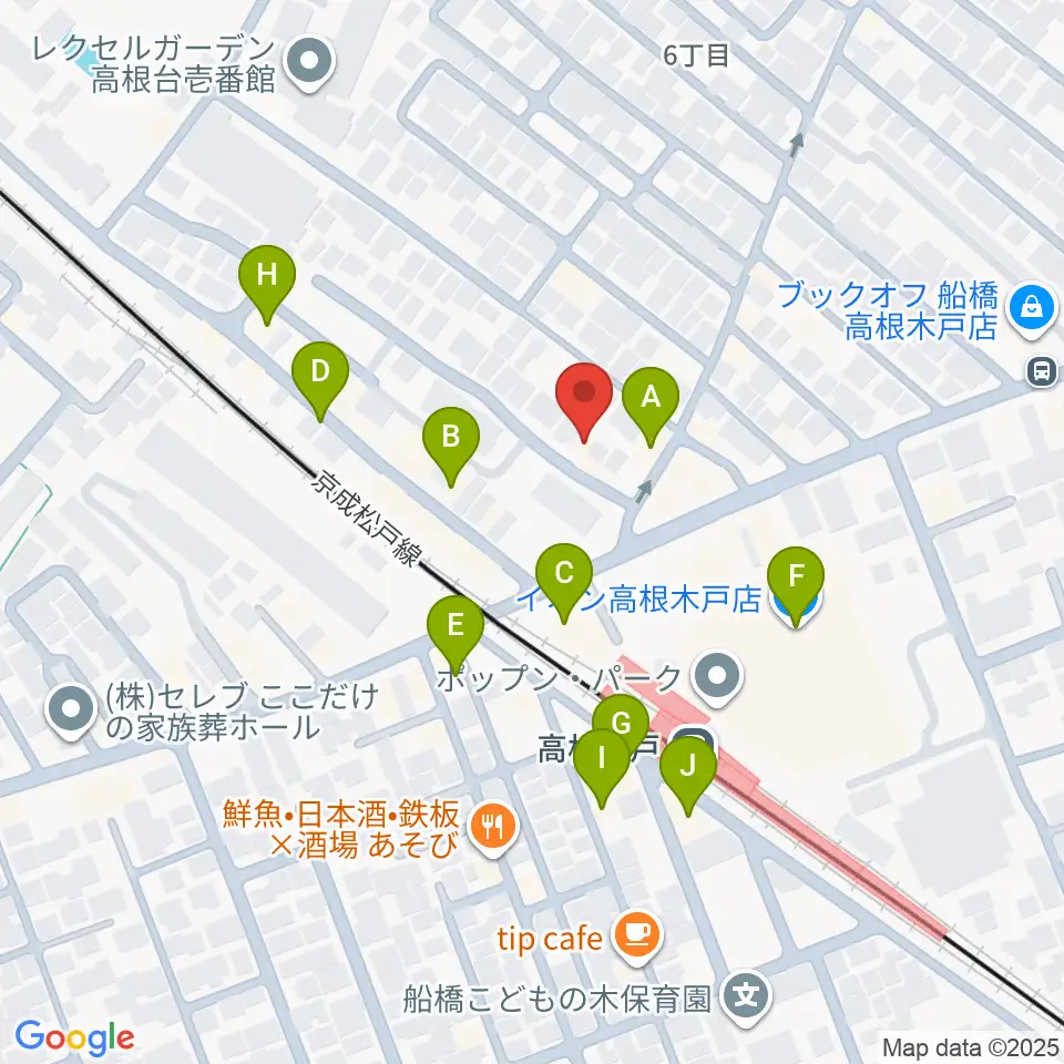 スタジオハイブリッジ周辺のファミレス・ファーストフード一覧地図