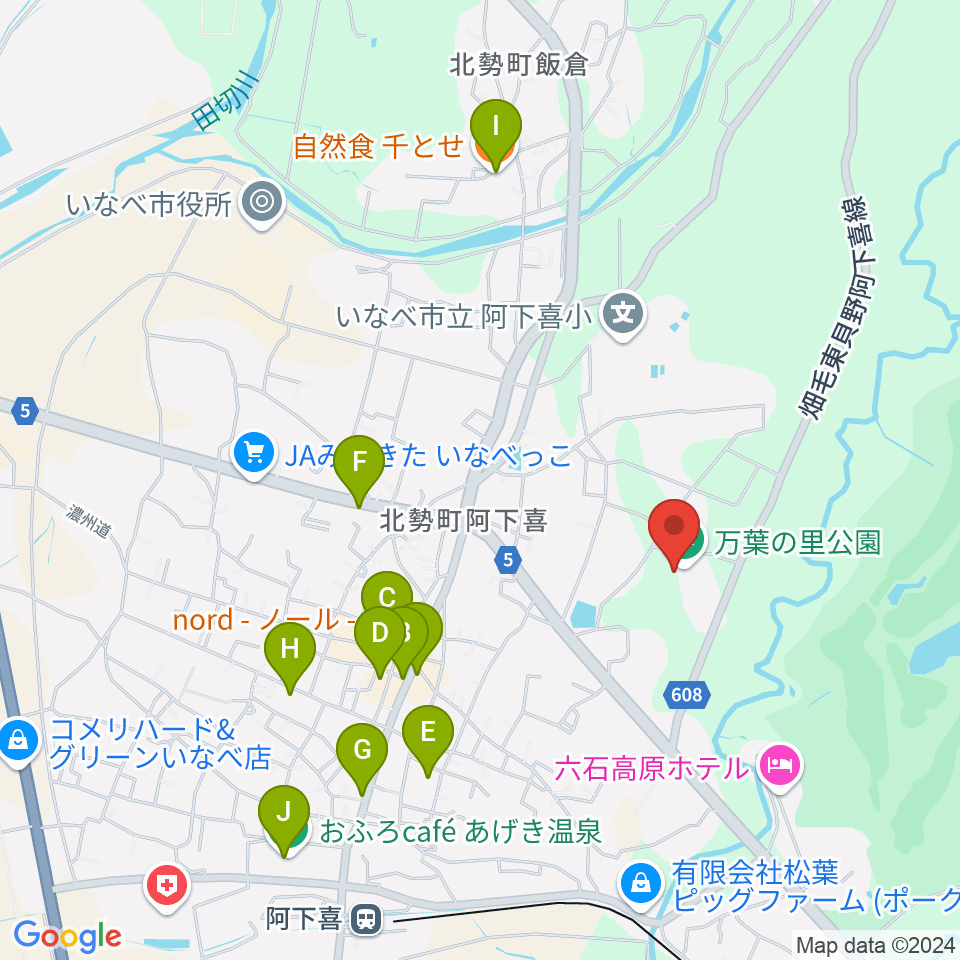 いなべエフエム周辺のファミレス・ファーストフード一覧地図