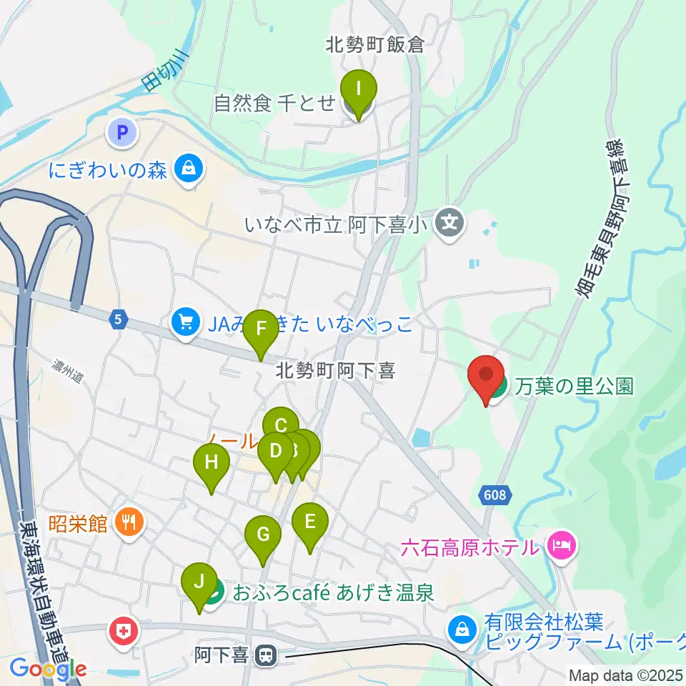 いなべエフエム周辺のファミレス・ファーストフード一覧地図