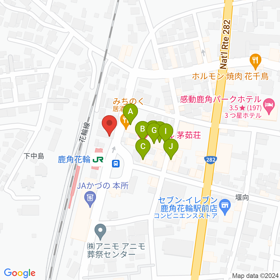 鹿角きりたんぽFM周辺のファミレス・ファーストフード一覧地図