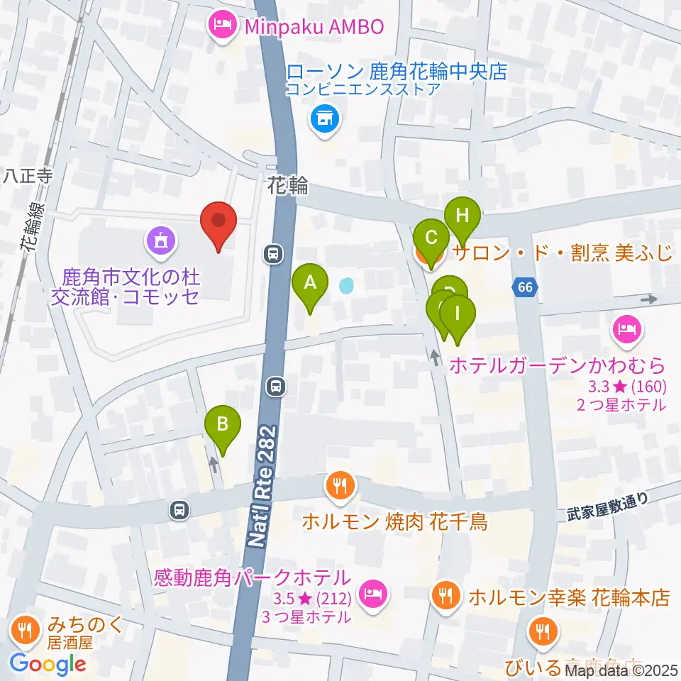 鹿角市文化の杜交流館 コモッセ周辺のファミレス・ファーストフード一覧地図