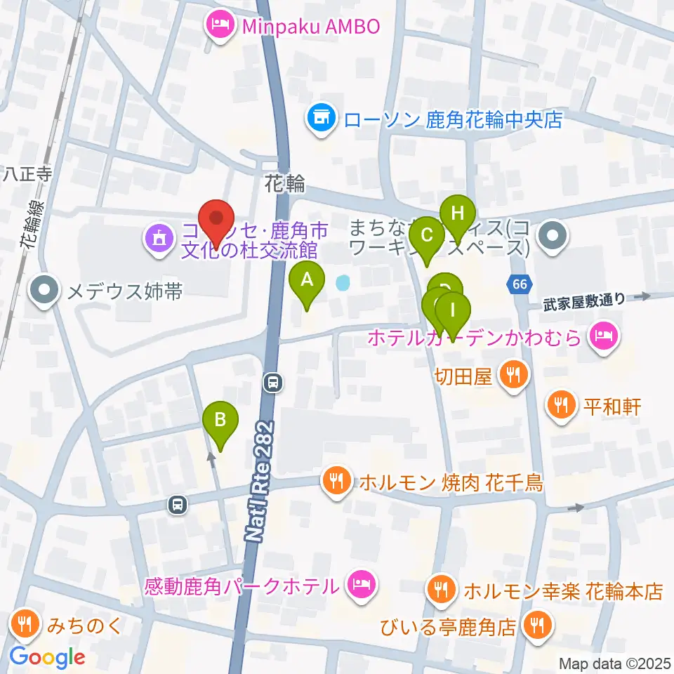 鹿角市文化の杜交流館 コモッセ周辺のファミレス・ファーストフード一覧地図