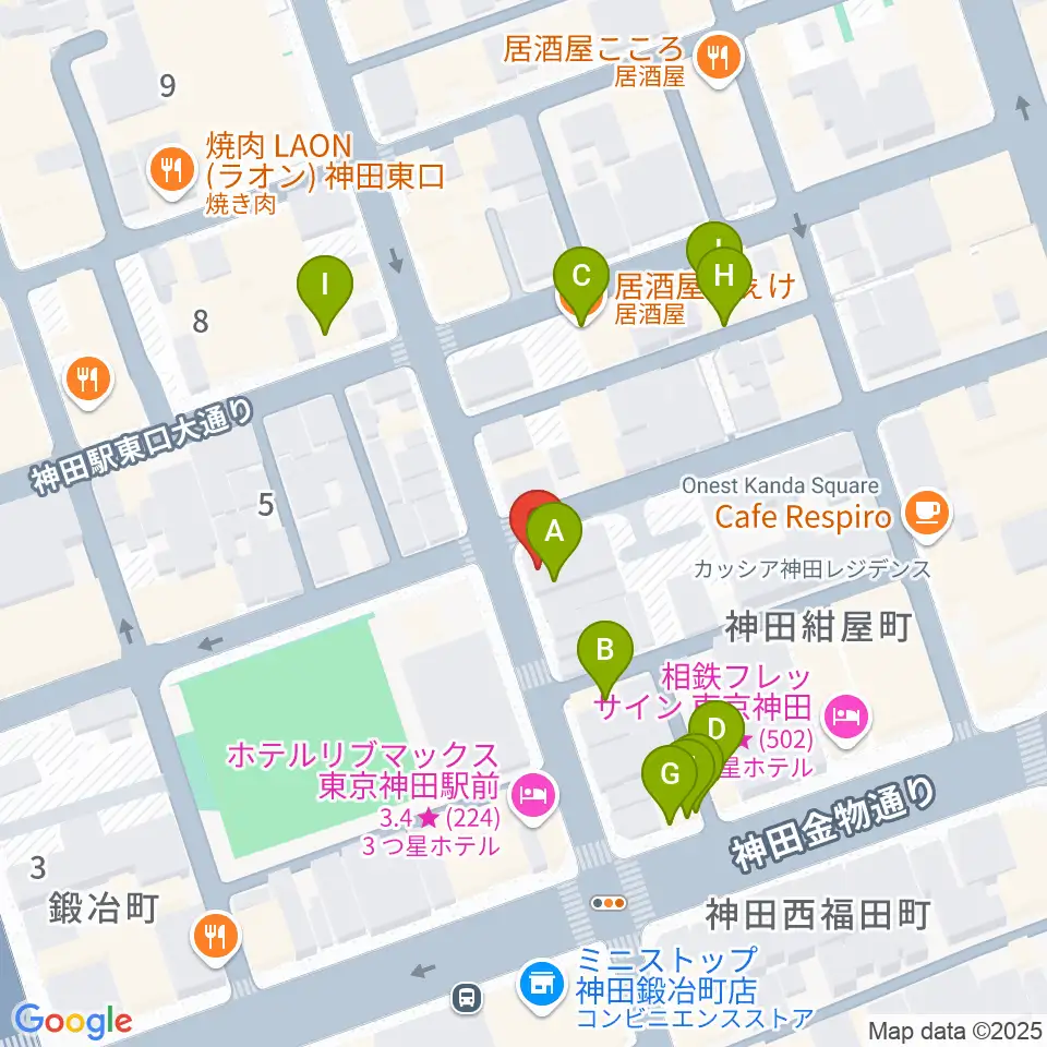 神田ISOLDE周辺のファミレス・ファーストフード一覧地図