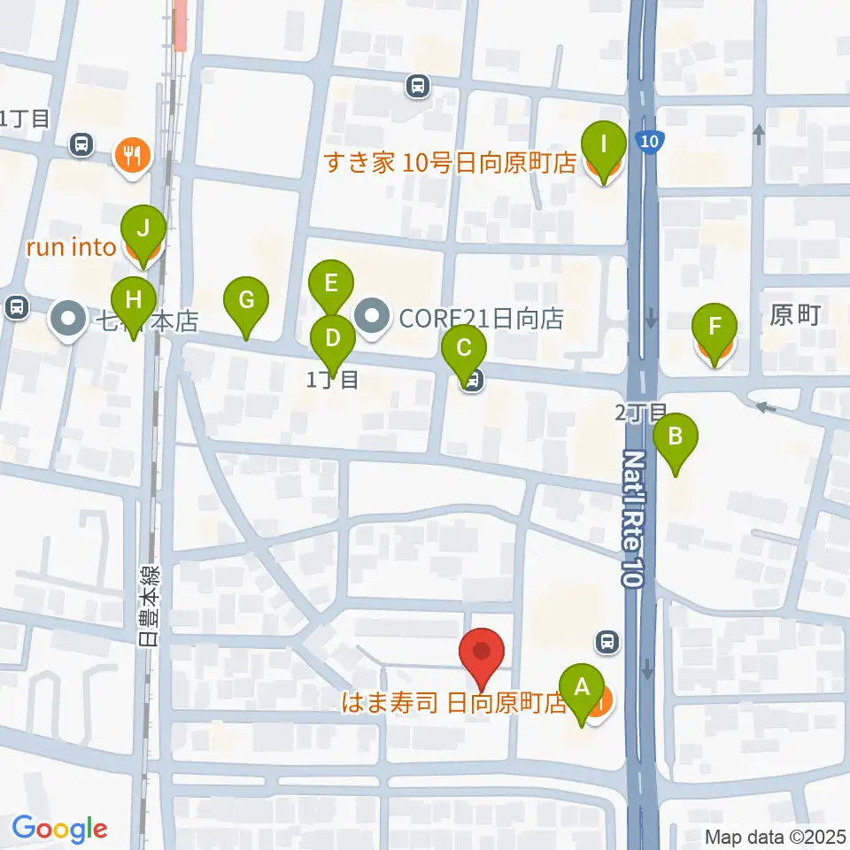 FMひゅうが周辺のファミレス・ファーストフード一覧地図