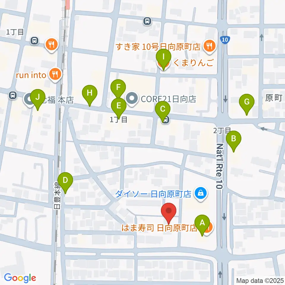 FMひゅうが周辺のファミレス・ファーストフード一覧地図
