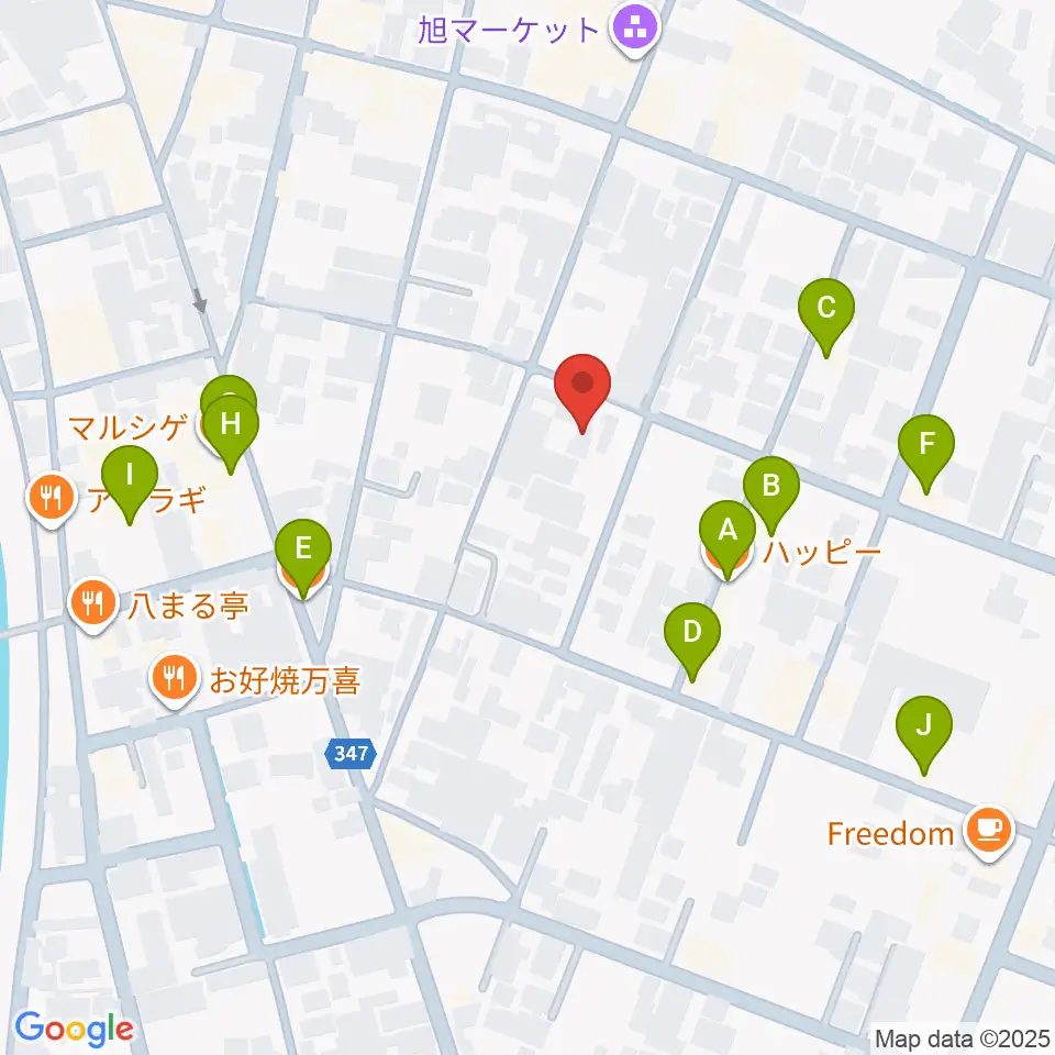 岡本ピアノ工房周辺のファミレス・ファーストフード一覧地図