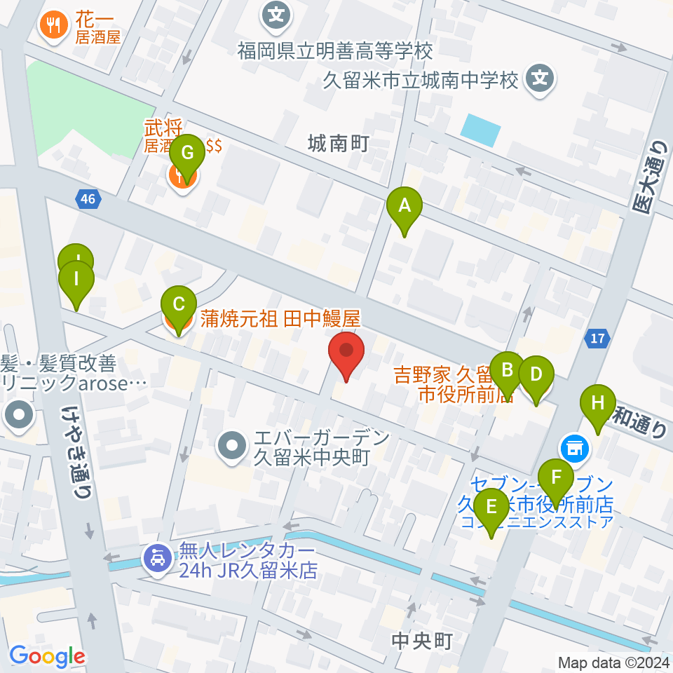 ゆめ色ピアノ教室周辺のファミレス・ファーストフード一覧地図