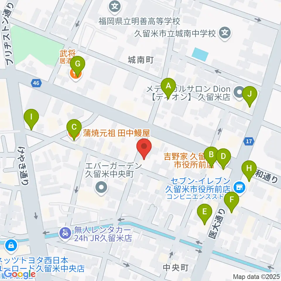 ゆめ色ピアノ教室周辺のファミレス・ファーストフード一覧地図