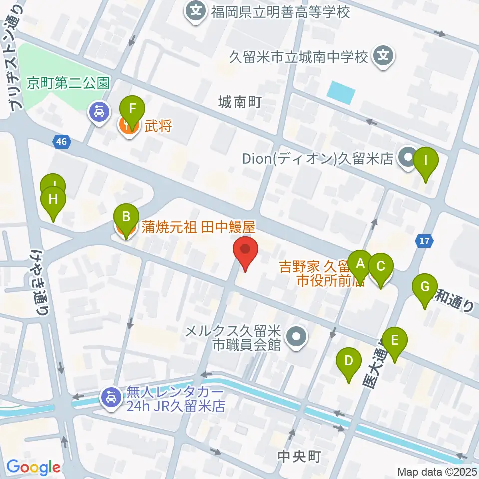 ゆめ色ピアノ教室周辺のファミレス・ファーストフード一覧地図