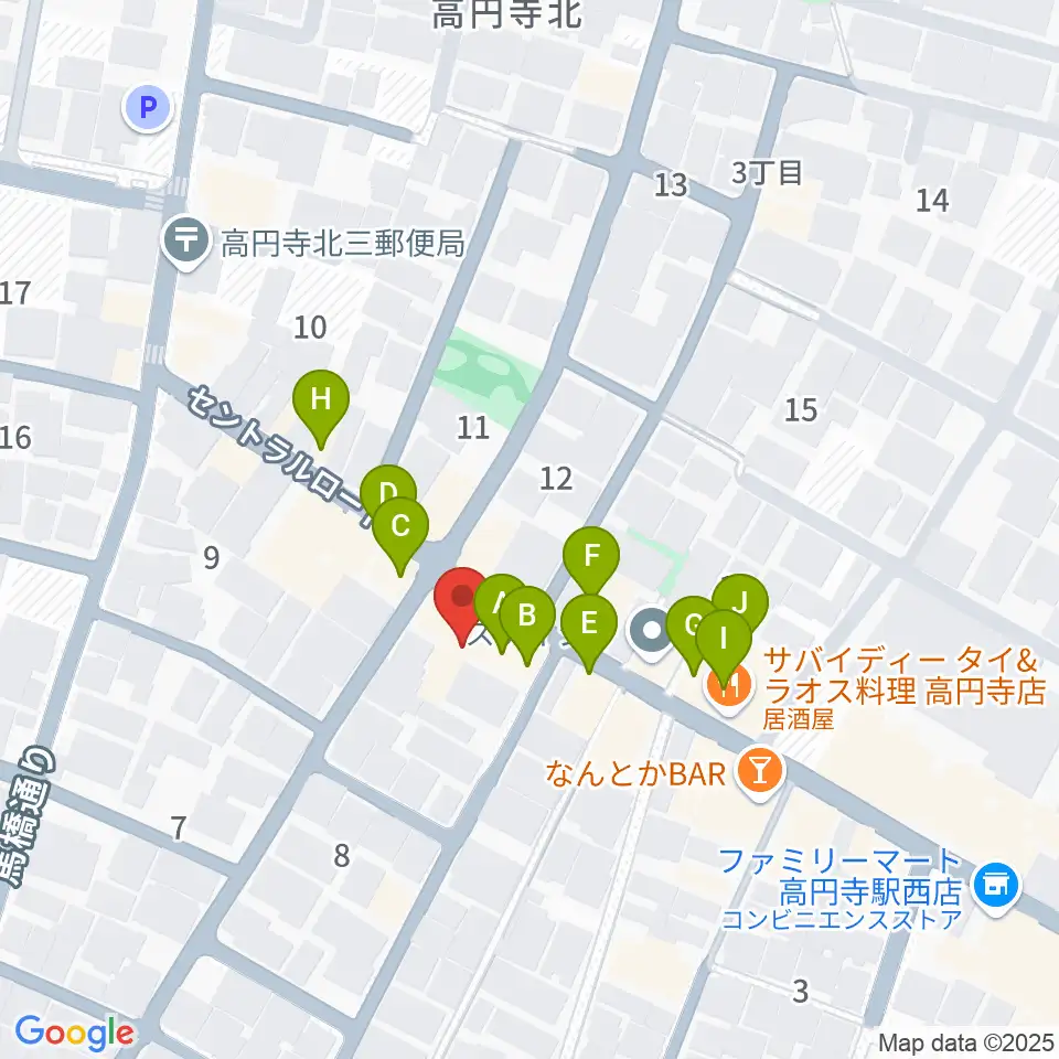 高円寺パンディット周辺のファミレス・ファーストフード一覧地図