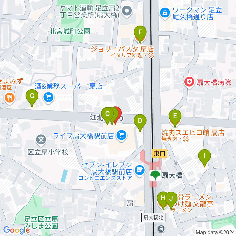 アトリエTANTOO周辺のファミレス・ファーストフード一覧地図